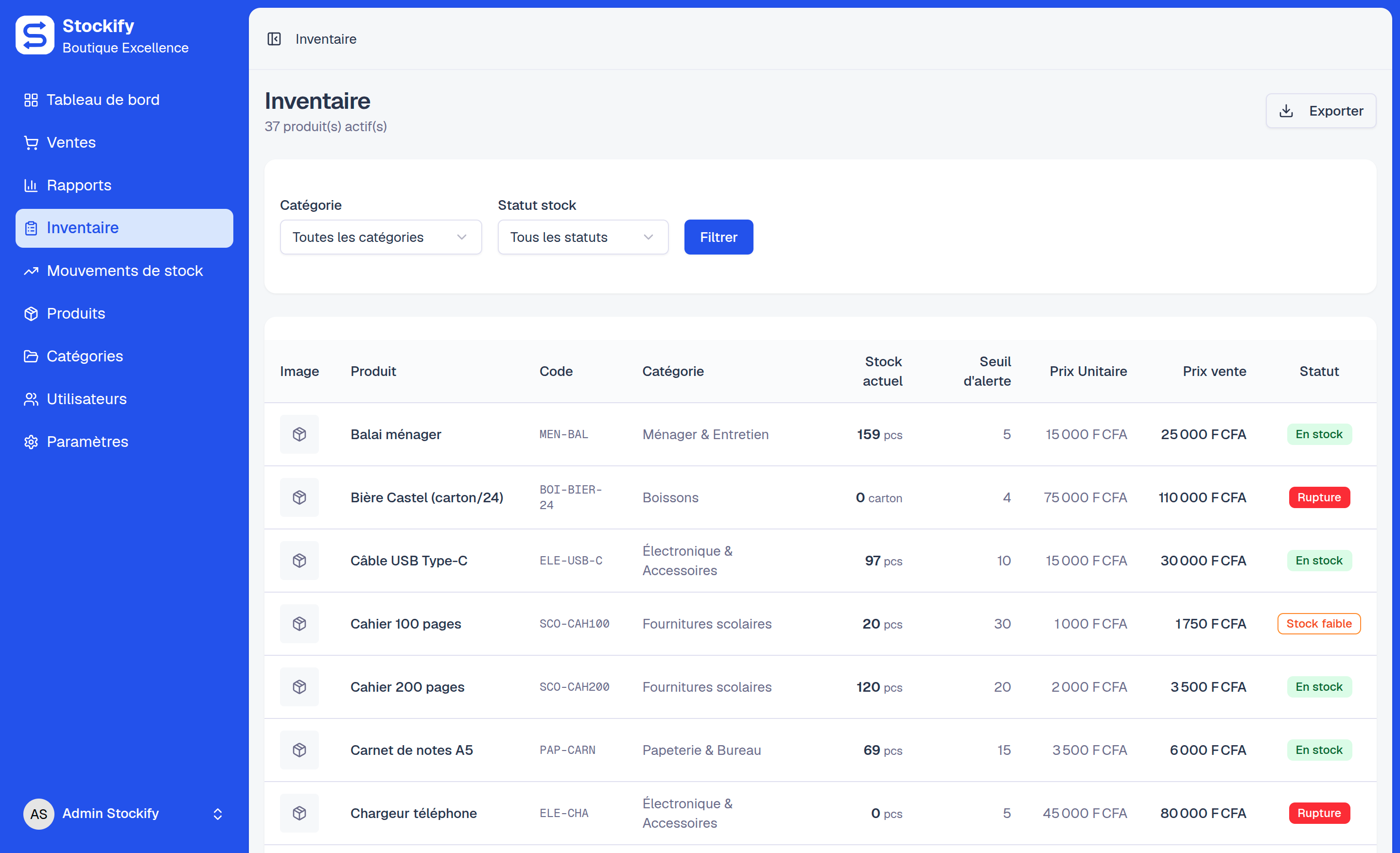 Inventaire Stockify
